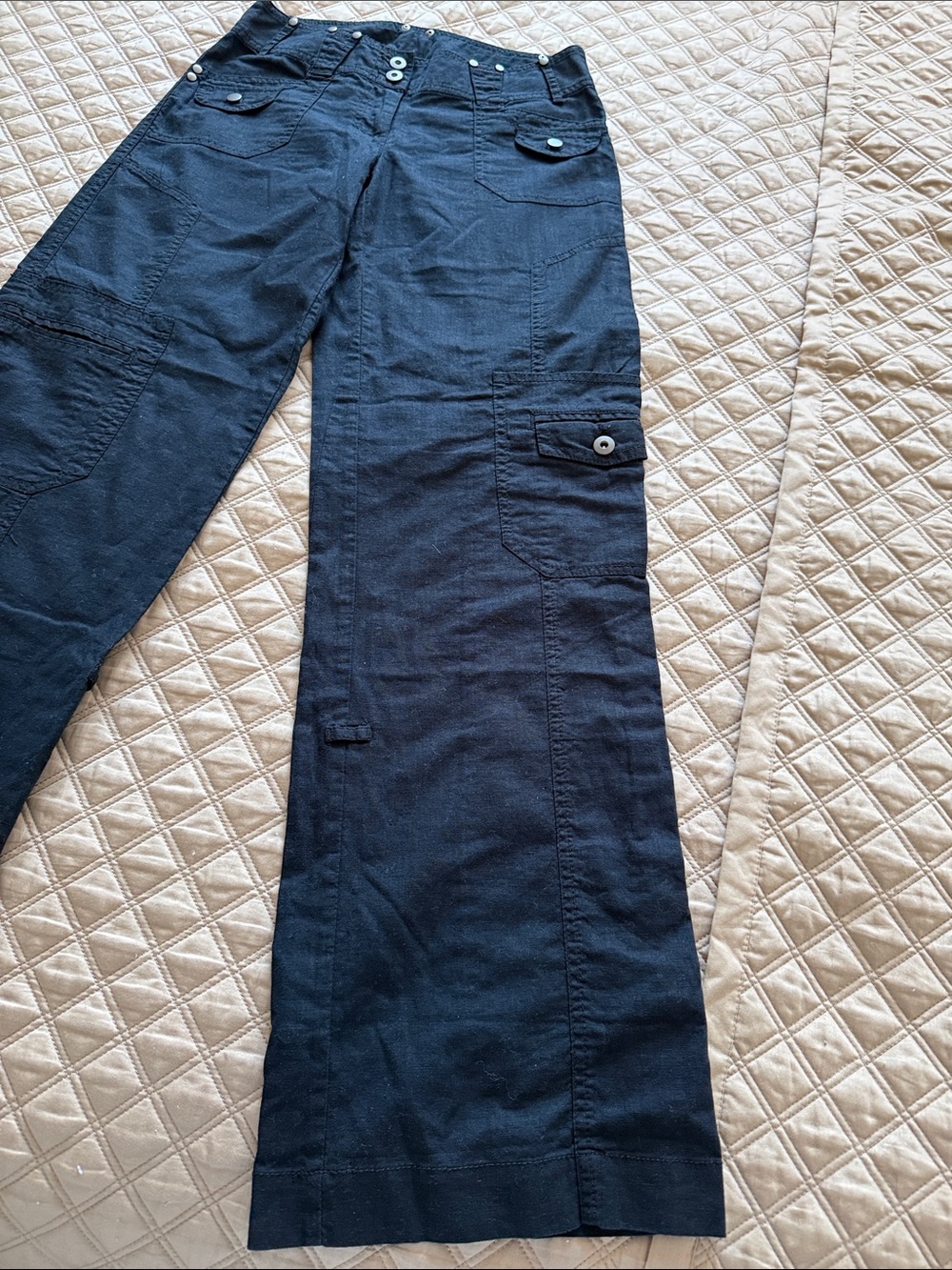 Woolworths Cargo Pants Black Women Size 6. Cotton /linen. - Picture 3 of 6